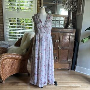 EN SAISON NORDSTROM SLEEVELESS FLORAL MAXI DRESS LARGE NEW  GREY IES2309D